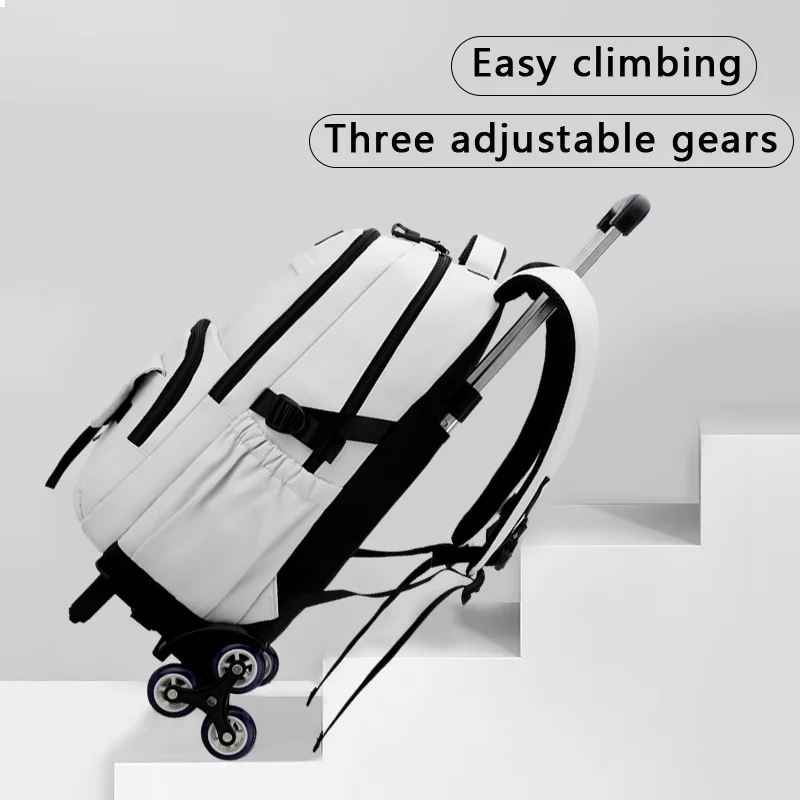 Factory low price rolling backpack large capacity boys school bags nylon casual trolley bag with wheels business travel for men