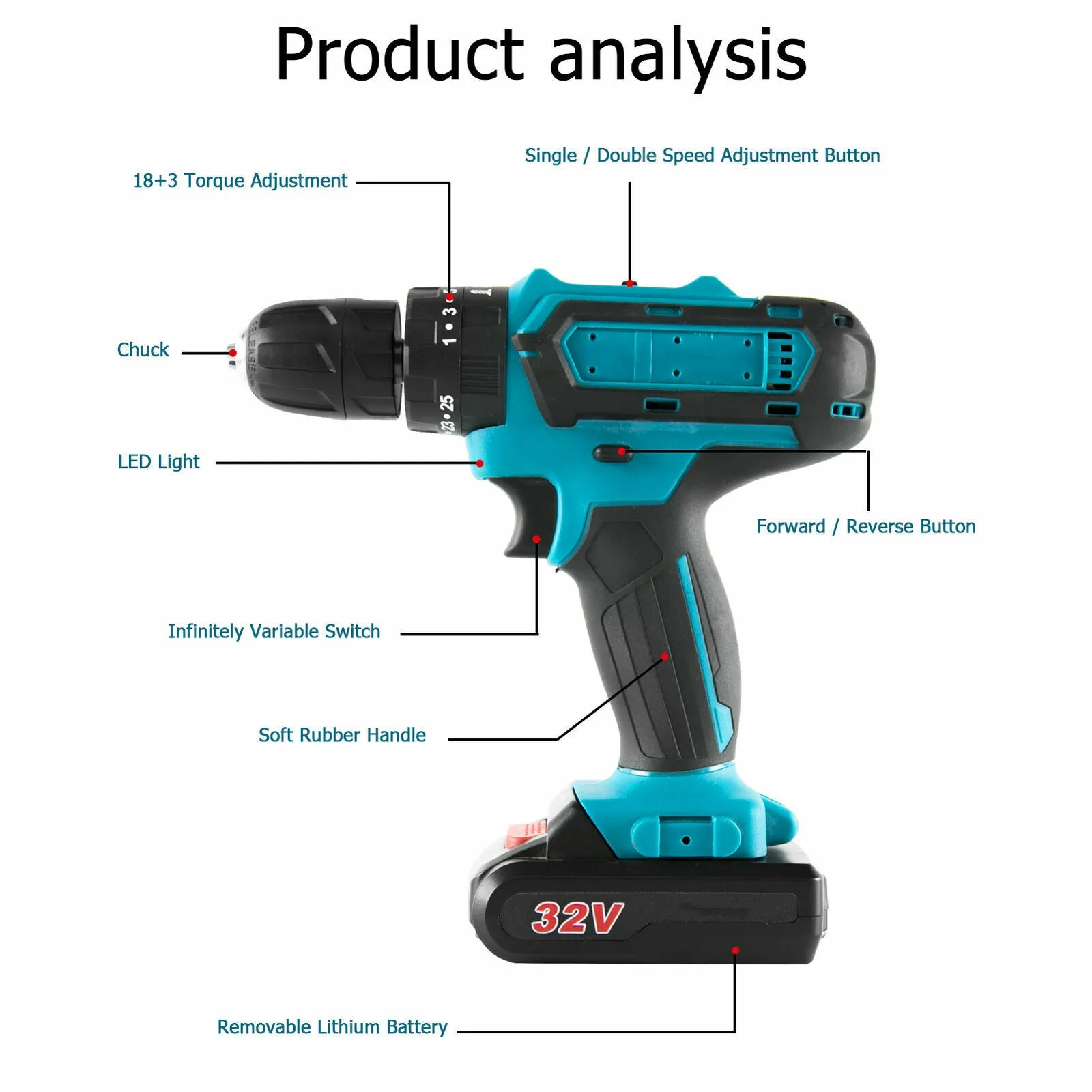 Factory Supply Power Craft Cordless Drill 20v 18v Cordless Drill Battery Cordless Power Drill