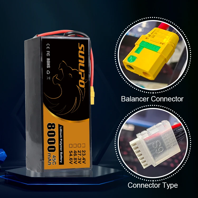 Huge Stock 6S lipo battery 22.2V 35C 45C 50C 60C drone battery 4000mAh 8000mAh FPV UAV battery with XT60 for 7/10 inch FPV drone