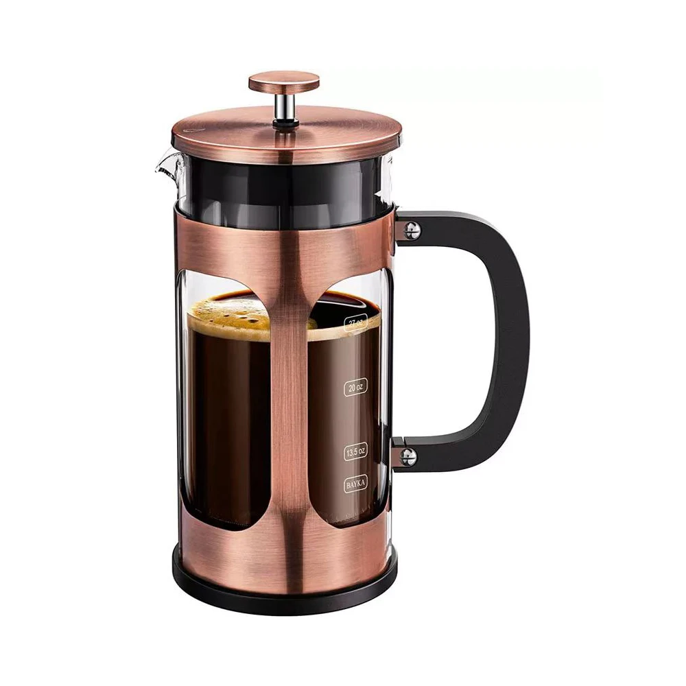 Custom Logo Modern Stainless Steel French Press Glass Coffee Pot With Plunger
