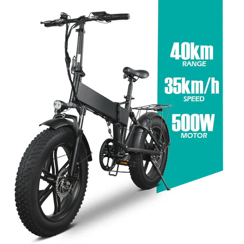 MZ-1148V 500W Elektrische Fiets Full Suspension Adult 20 Inch Fat Tire Electric City Moped Bike Foldable FatBike Ebike