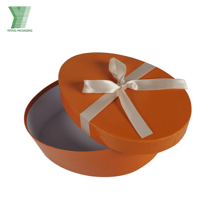 Lid and bottom cute small decorative oval packaging box for chocolate custom two pieces paperboard egg shaped box with ribbon