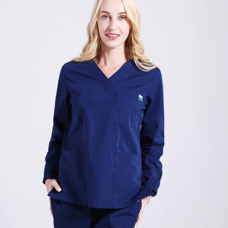 Cyalaa China Wholesale Hospital Uniform Suit Long Sleeve Unisex Medical Scrub Uniform Sets Clinic Sets Nursling Top +Pant