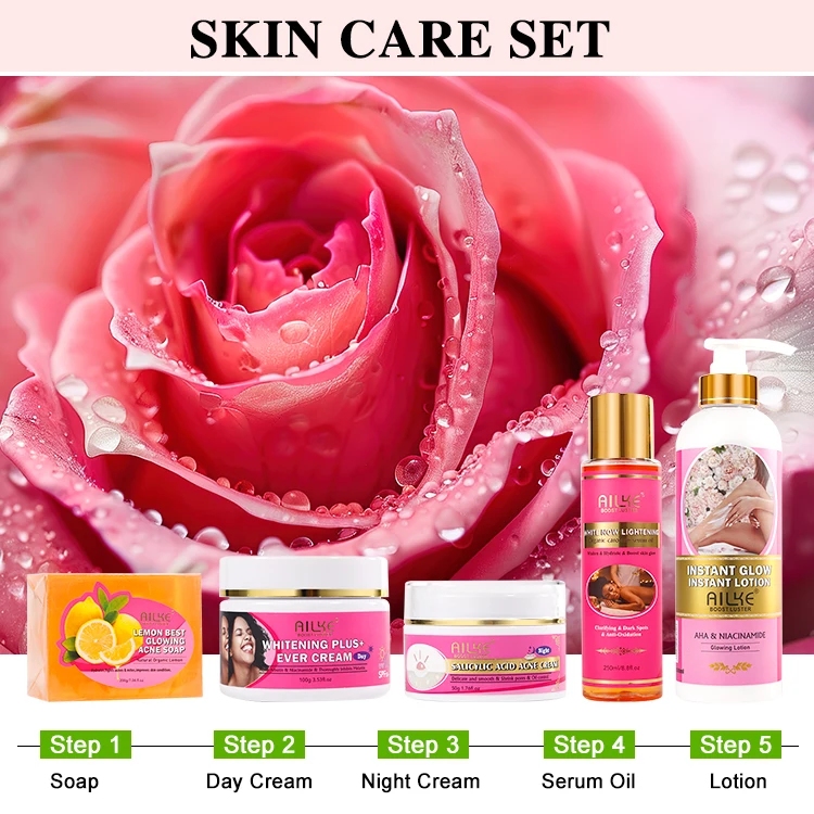 Korean Cosmetics Beauty Face Cream Soap Body Oil Lotion Lightening Vitamin C Anti Acne Ailke Skin Care Set For Women