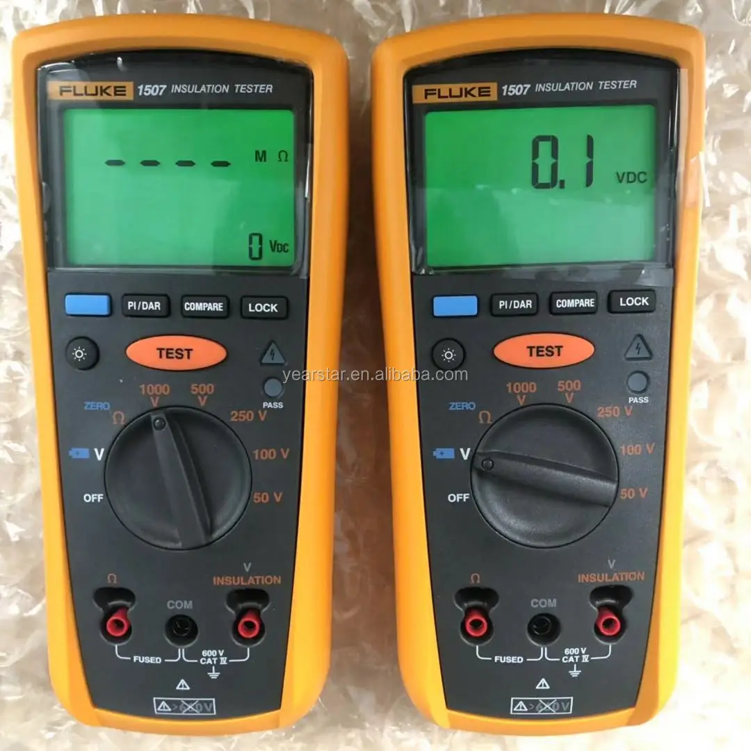 Multiple test voltages Auto power off save battery power Backlit display Fluke 1507 Insulation   Resistance Tester