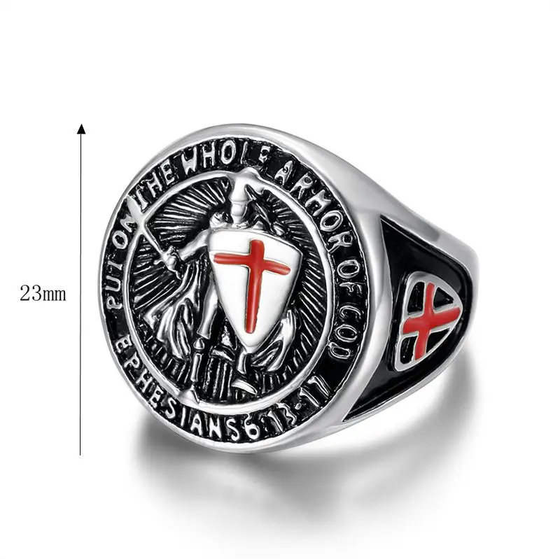 Fashion Retro Shield Cross Titanium Steel Ring Temple Knight Stainless Steel Fashion Personalized Wear Jewelry