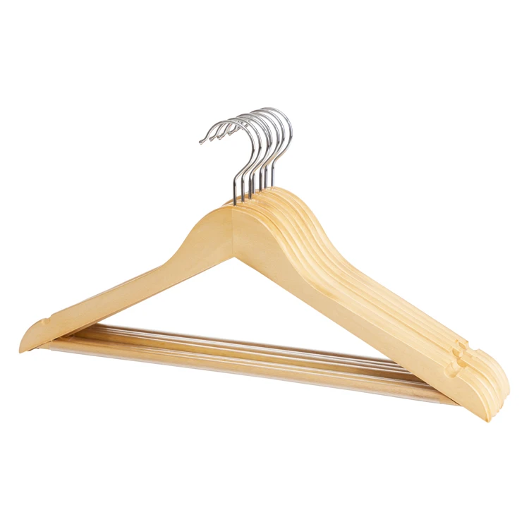YIKAI Wooden Coat Hanger with Non-slip Transparent Rubber Hose for Clothing Hanger