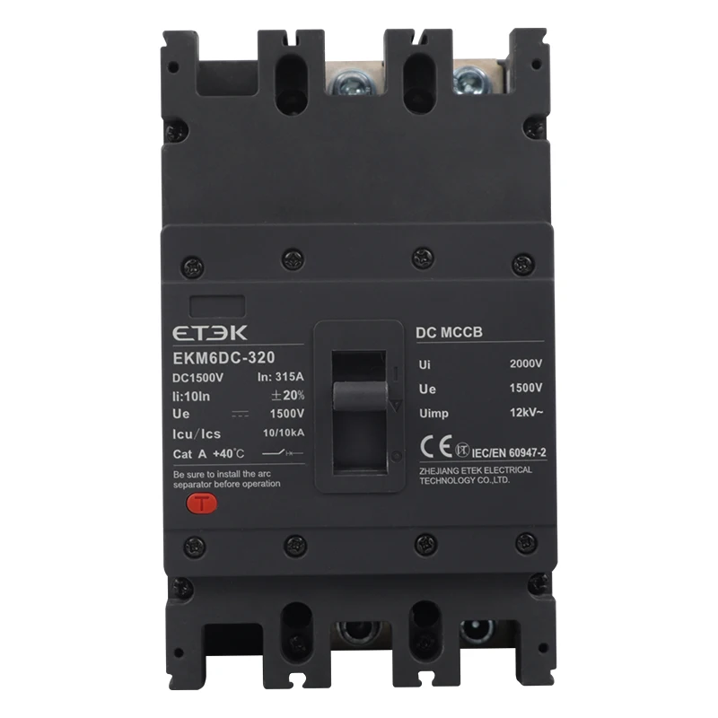 ETEK EKM6DC 3P 1500V Solar Moulded Case Circuit Breaker 125A/140A/160A/180A/200A/225A/250A/280A/315A/320A PV MCCB for DC Circuit