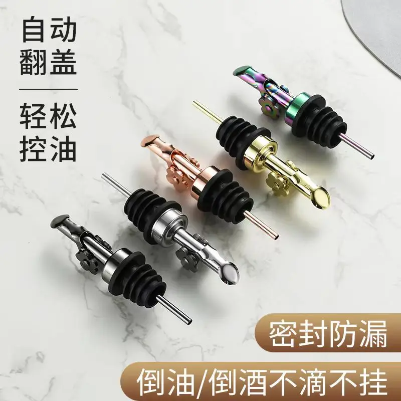 Weighted Stainless Steel Auto Flip Olive Oil Dispenser Spout Balsamic Vinegar/Alcohol Spouts Liquor Bottle