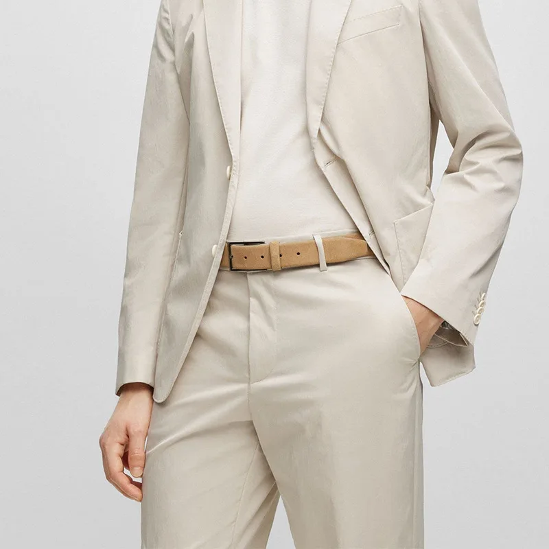 Factory Customized Simple Design Alloy Pin Buckle Suede Leather Belt for Male Casual Jeans Suits