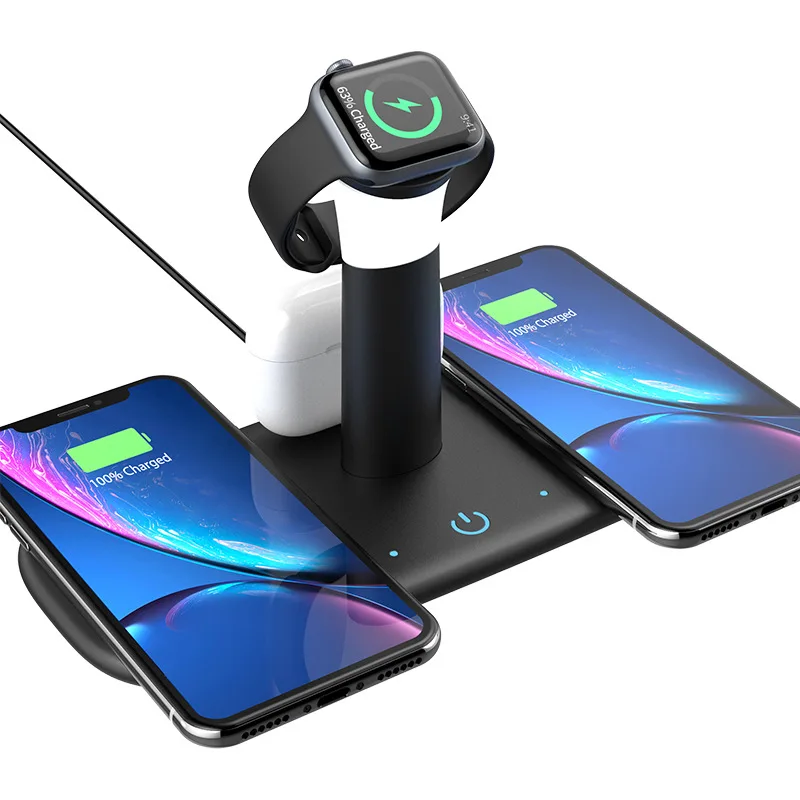 
New products 15W 5 in 1 fast wireless charger with LED night light stand wireless charging dock 