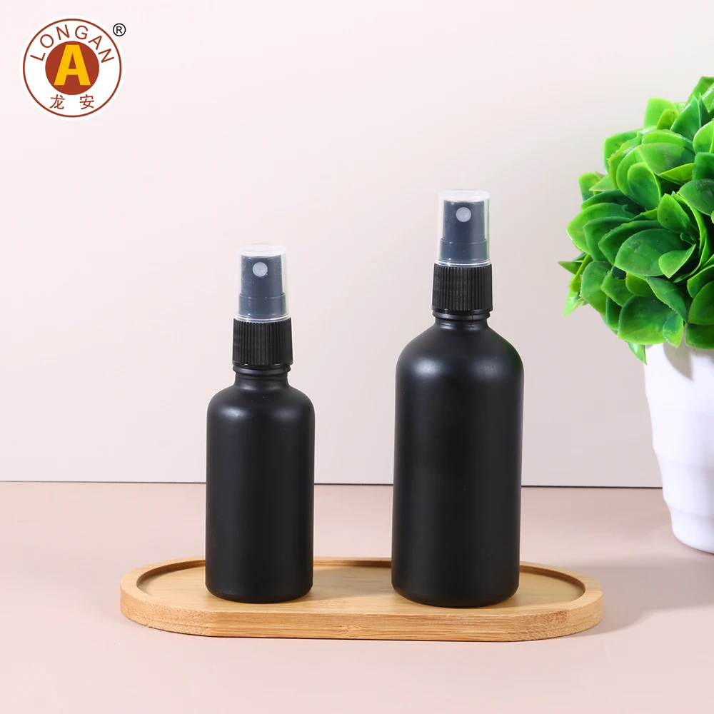 Empty Perfume Oil Pump Bottle Bottle Luxury Black Glass Fragrance Refill Dispenser Pump Transparent Glass Bottle With Pump