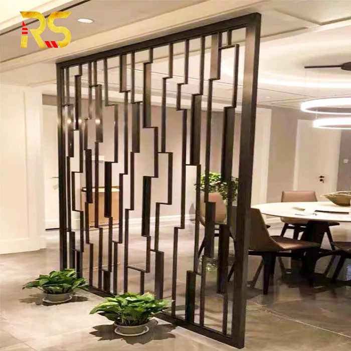 Home interior modern cheap black stainless steel paravent decor living room divider wall partition divider