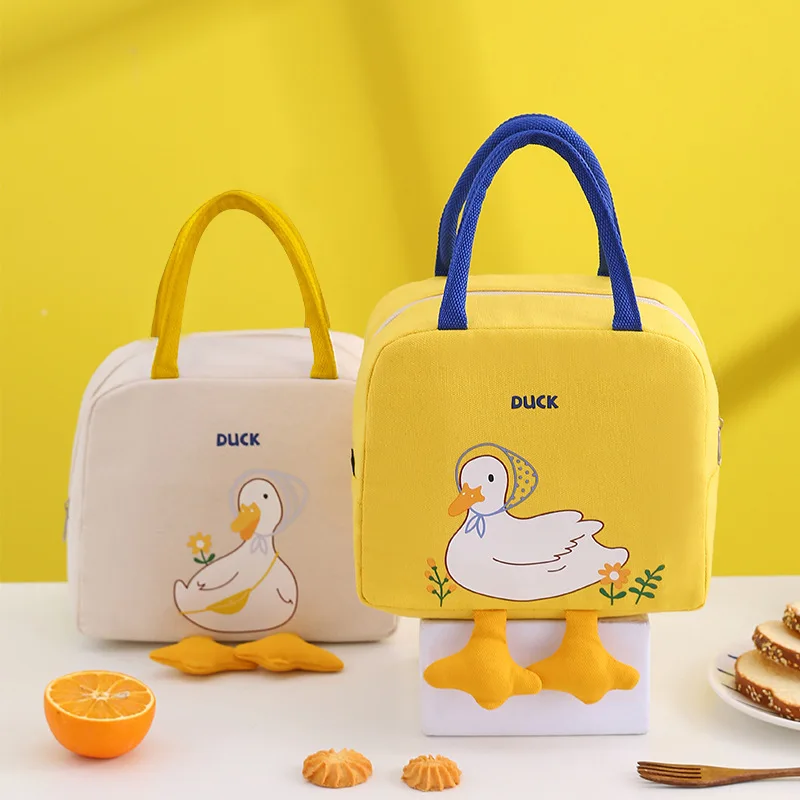 20 colors Small yellow duck lunch bag cute cartoon bento bag handbag storage canvas insulated bags for lunch box