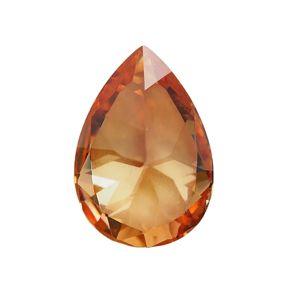 Champagne color diamond cut pear shape cz gemstones jewelry beads