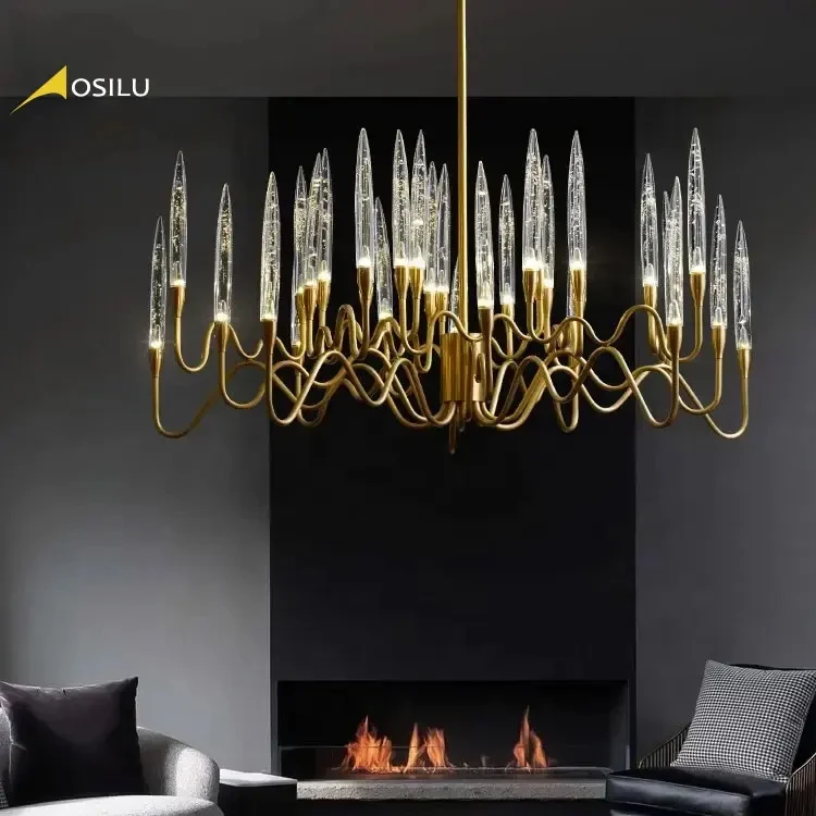 Luxury Creative Chandelier Led Light Restaurant Lamp Rectangle Glass Pendant Light