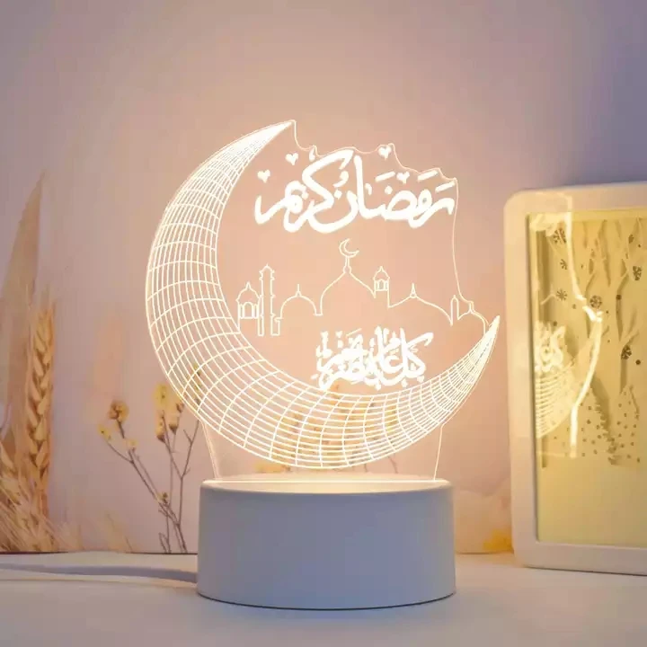 Happy Modern Ramadan Home Decor 2023 Craft Gift set Favor Islamic Custom Decoration Ramadan Kids Art Muslim Lighting Wholesale