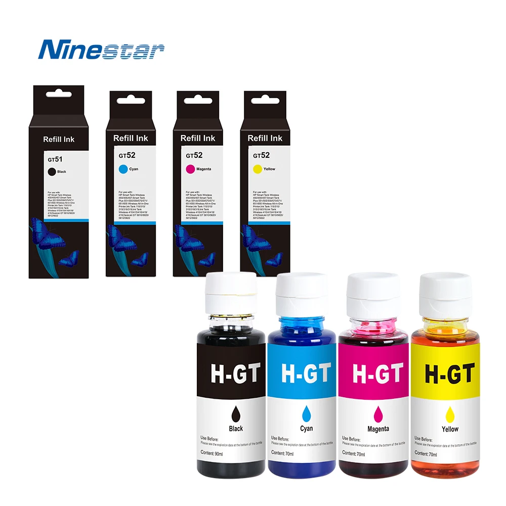 GT51 GT 51 52 53 GT52 GT53 Premium Color Ink Bottle Tinta Water Based Refill Inkjet Ink For HP DeskJet GT 5810 5820 Printer