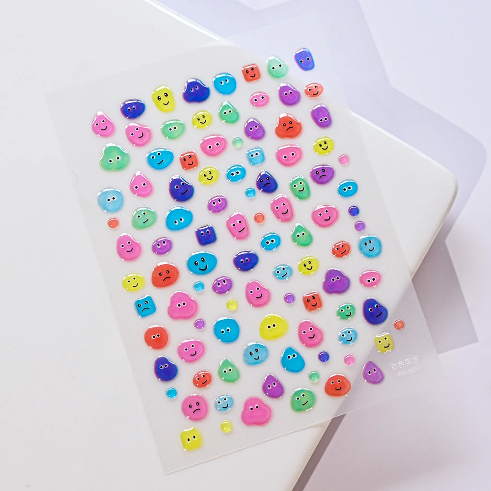 XH series Line Flower letter number Blusher Love Heart Jelly Series Japanese Cute Nails Sticker Adhesive Decals Accessory