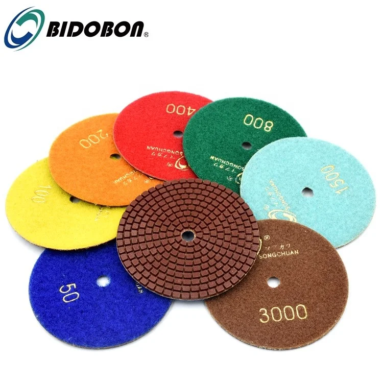 
Super soft Bidobon 4inch flexible wet diamond polishing pad for granite marble grinding 