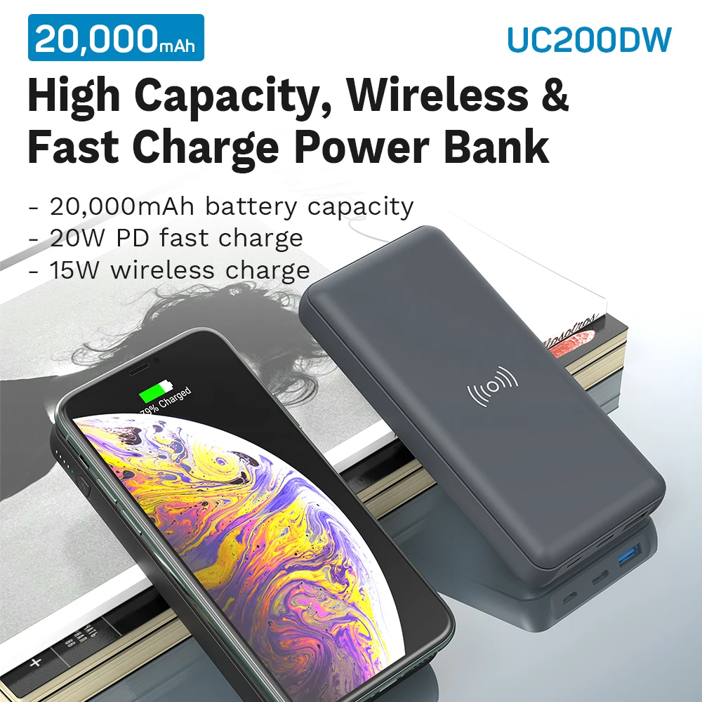  Быстрая зарядка 20 Вт 3 0 15 qi Беспроводное зарядное устройство Портативный USB C PD внешний аккумулятор 20000 мАч для iPhone 12 iPad и многое