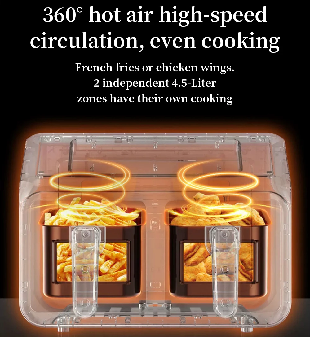 Junwei 9L home electric oven supplier household appliances Double airfryers friyer dual freidora de aire Air Fryer Oven