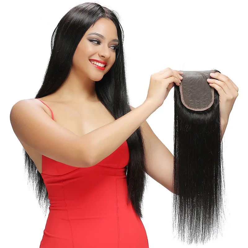 Hot selling 4x4 Lace Closure With 3 Bundles remy virgin Brazilian human hair Closure cheveux 100% humains Swiss lace 4x4 Closure