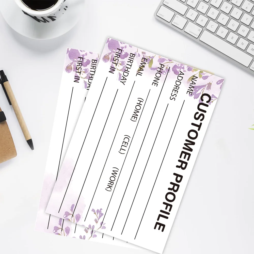 Wholesale Purple Customer Information Card Small Business Data Client Cards Client Contact Profile Record Cards