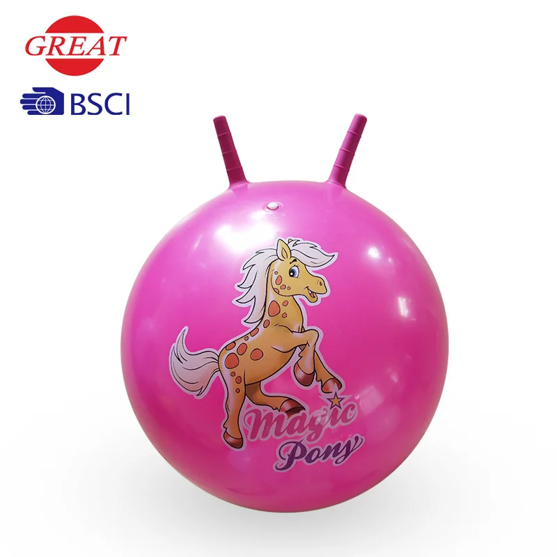 
Customized logo pvc kids bouncing jumping hopper ball with grips 