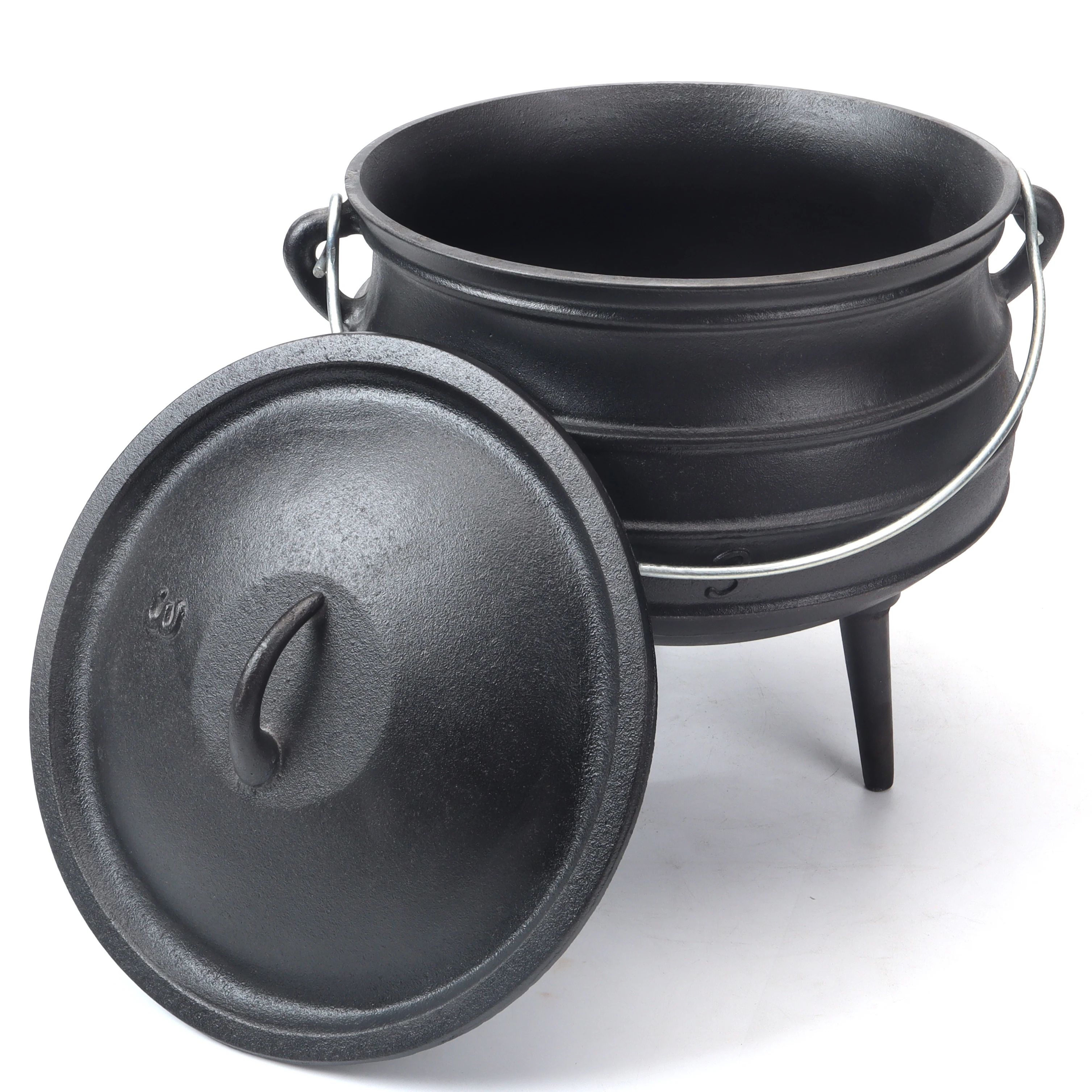 2024 Hot Sell Cast Iron Outdoor Cookware Africa Custom Big Large Cauldron Cooking 8 Liters Potjie Pot and Pan Set