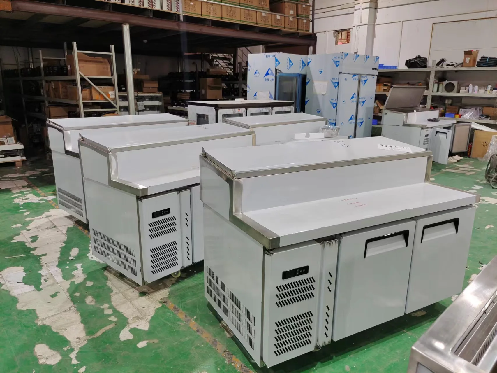 Hot sale 2/3 Doors Commercial Under Counter Chiller Salad Bar Fridge with Top Glass Opening