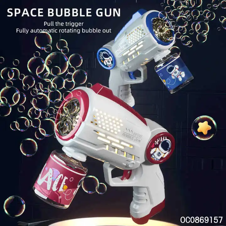 2024 Multi holes kids 90ml bubble water space bubble gun for sale with led light