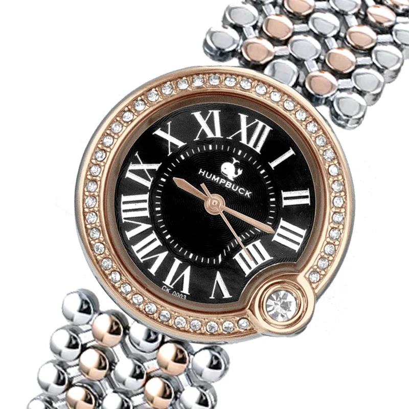 HUMPBUCK Позолоченные Reloj Hombre Girl Japan Movt нержавеющая сталь обратная сторона Роза Роскошная цена женские кварцевые часы