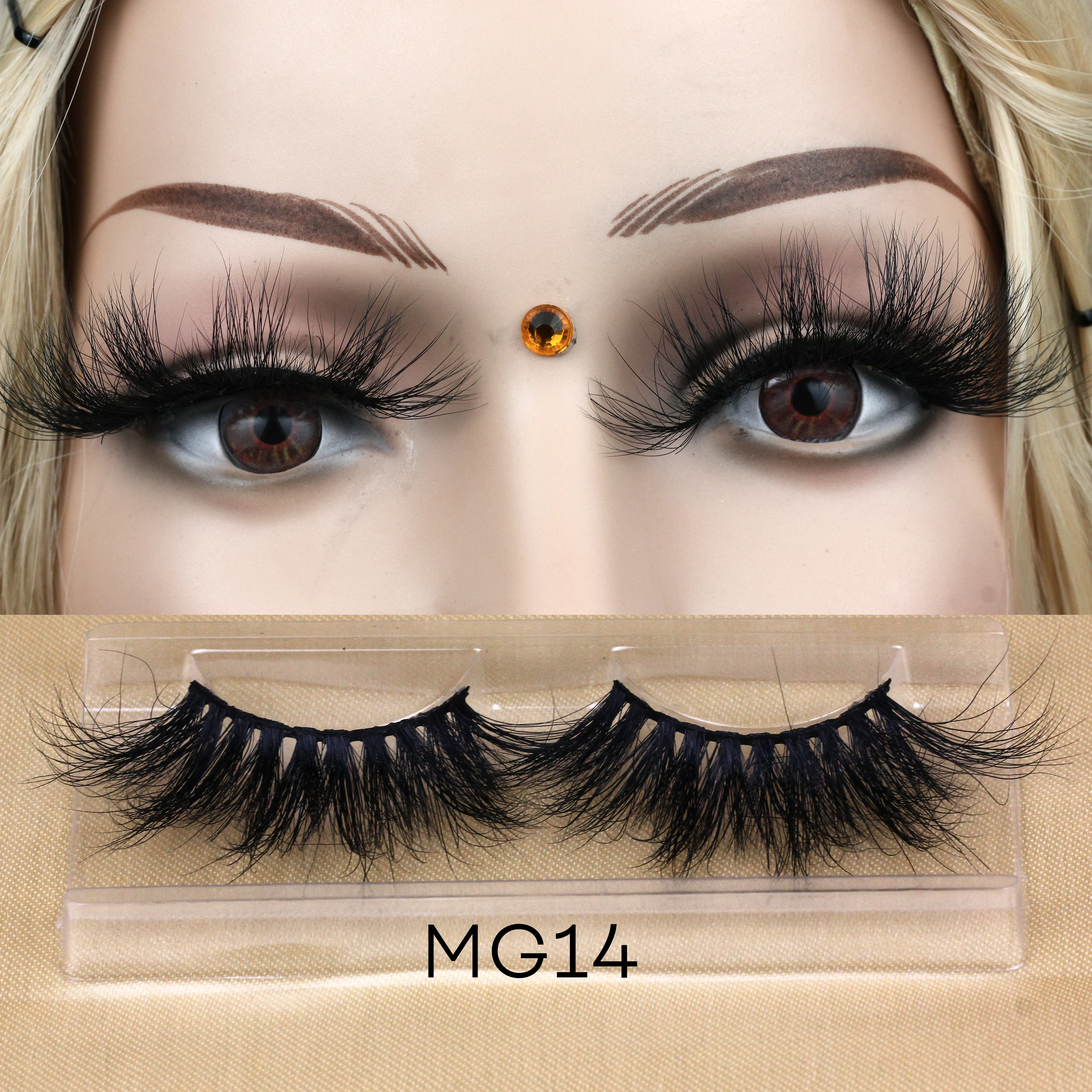 MG14 25 mm 3d Mink Eyelashes Bulk Wispy Natural Mink Lashes Wholesales Natural False Eyelashes