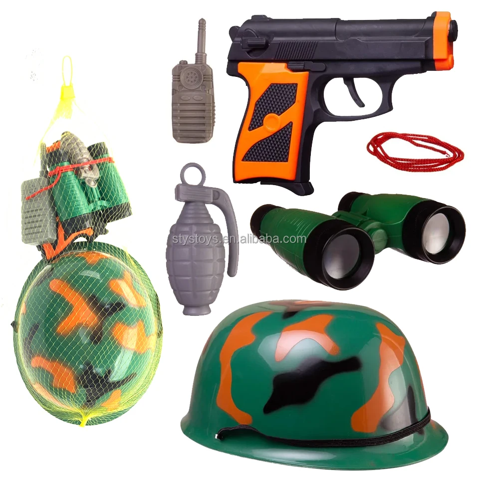 Low Priced Indoor Army Soldier Military Toys for Kids Pretend Play & Preschool with Toy Gun Set and Army Helmet