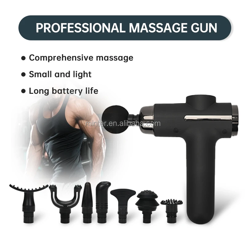 USB Charging Deep Tissue Massager Gun Portable Percussion Muscle Massage Gun for Neck Back Arm Leg Black