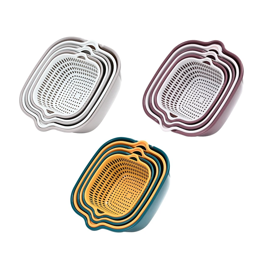 Factory sale various plastic fruit vegetable storage multifunction kitchen drain basket