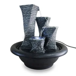 modern decor 4 resin pillar tiers indoor tabletop water fountain