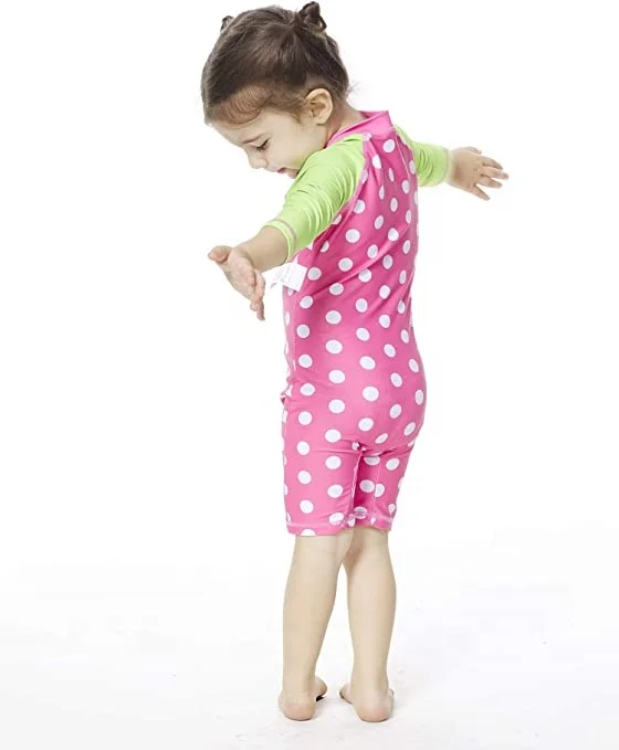 Детская одежда из 100% полиэстера, слитный купальник с длинным рукавом и сублимационным принтом для маленьких девочек