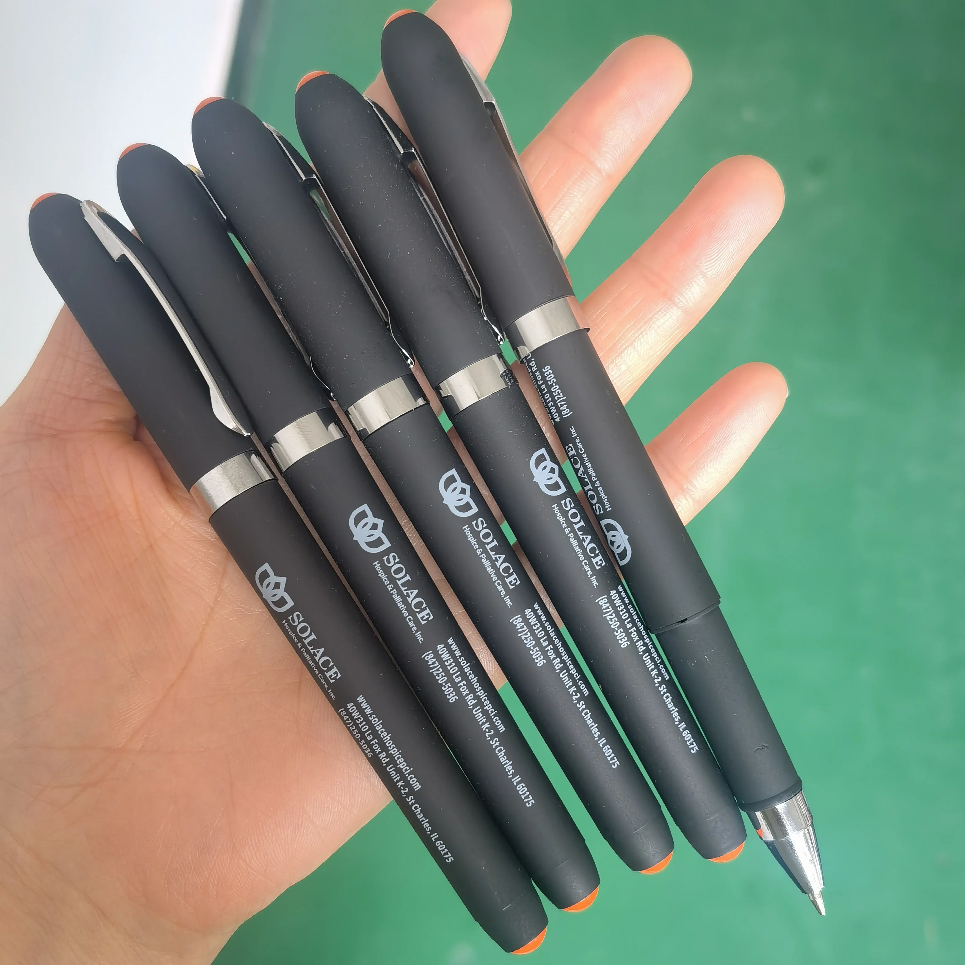 High Quality Luxury Office Stationery Rubber Coated Black Plastic Company logo Gel Pen Custom logo