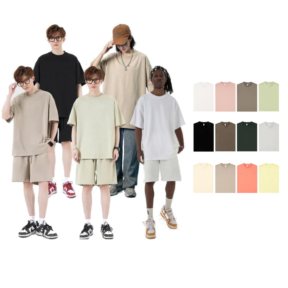 275GSM 100% Cotton Blank Plain Oversized Hip Hop Graphic Unisex Custom T-Shirt streetwear short Sleeve small neck T Shirt