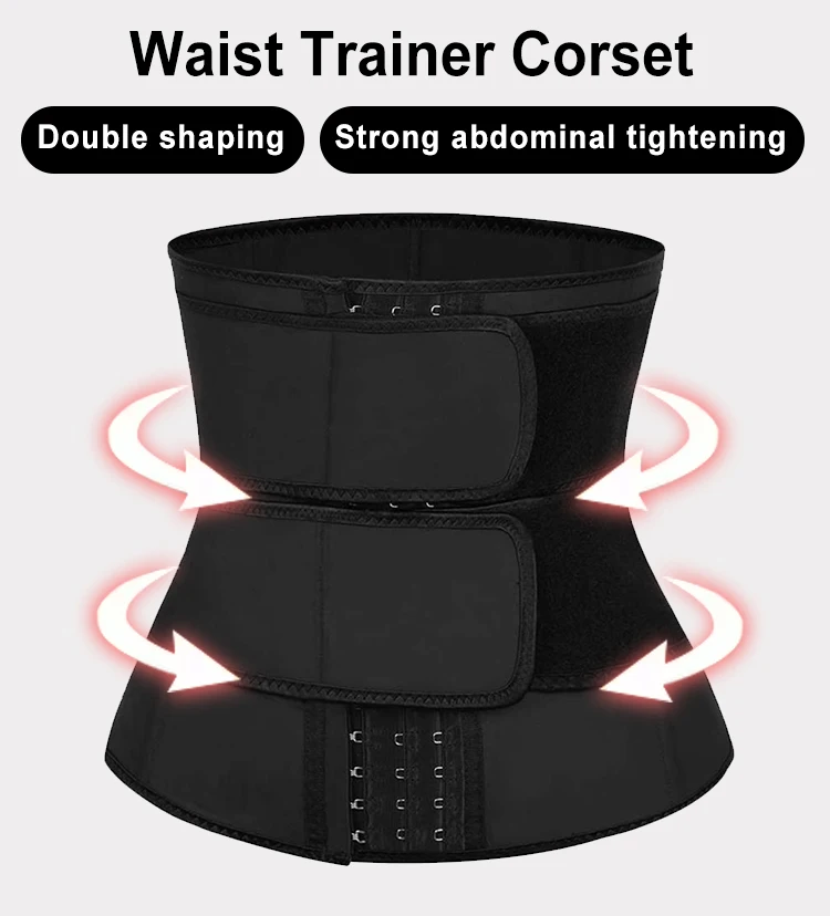 Private Label Weight Lose Body Control Shaper 2 Belts Strap Slimming Tummy Trimmer Band Sauna Sweat Waist Trainer