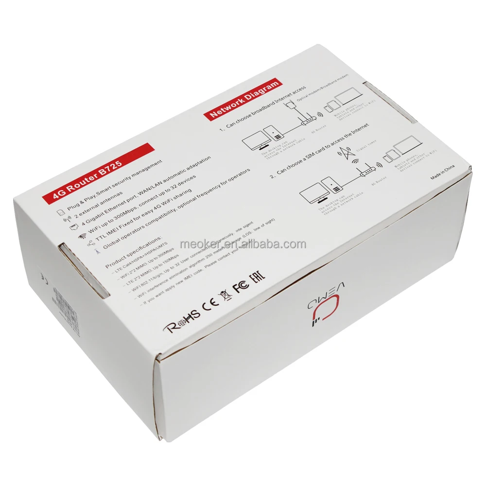 OEM ODM MEOKER B725 300 Мбит/с CAT4 4G LTE WiFi модем и маршрутизаторы с батареей 5000 мАч для Европы Азии Ближнего Востока Африки