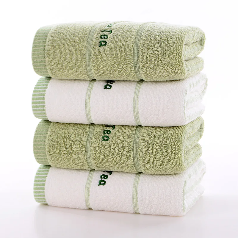 XIAOAO Cotton embroidered green tea face towel soft and absorbent wholesale custom logo