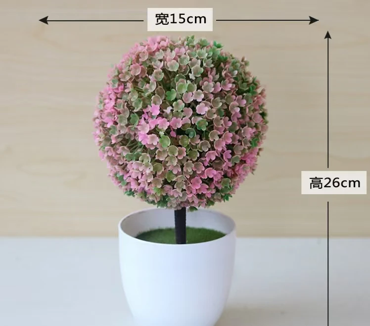 Ball Artificial Green Potted Plants Flower for Indoor Home Room Bedroom Table Decor Garden Wedding Decoration Outdoor Ornament