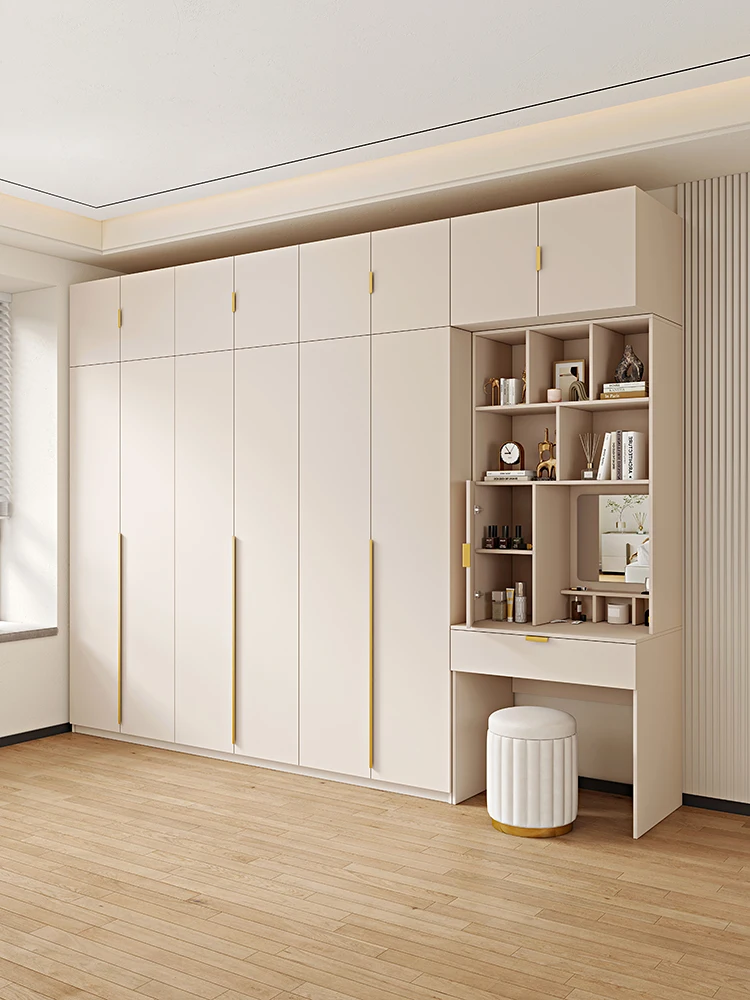 Modern Wood Veneer Clothing Cabinets or Large Wardrobe Clothes Storage Knock-down Bedroom Locker