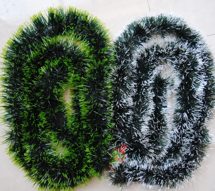 Wholesale Tinsel  Decoration Wired Thick Artificial Christmas Garland with Double Color