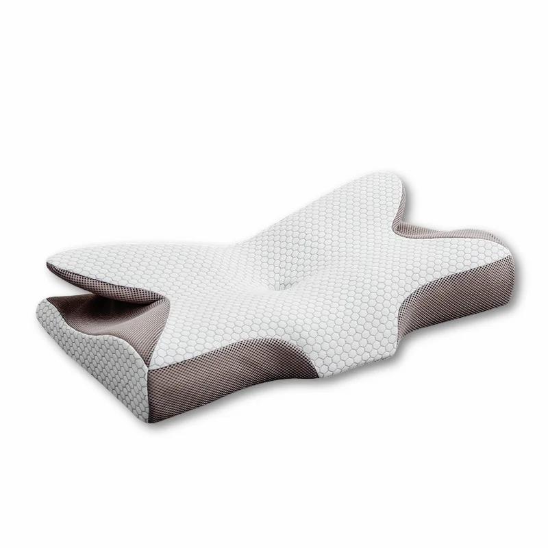 Hot Selling OEM Memory Foam Butterfly Orthopedic Shaped horn cotton slow rebound neck support sleep pillow