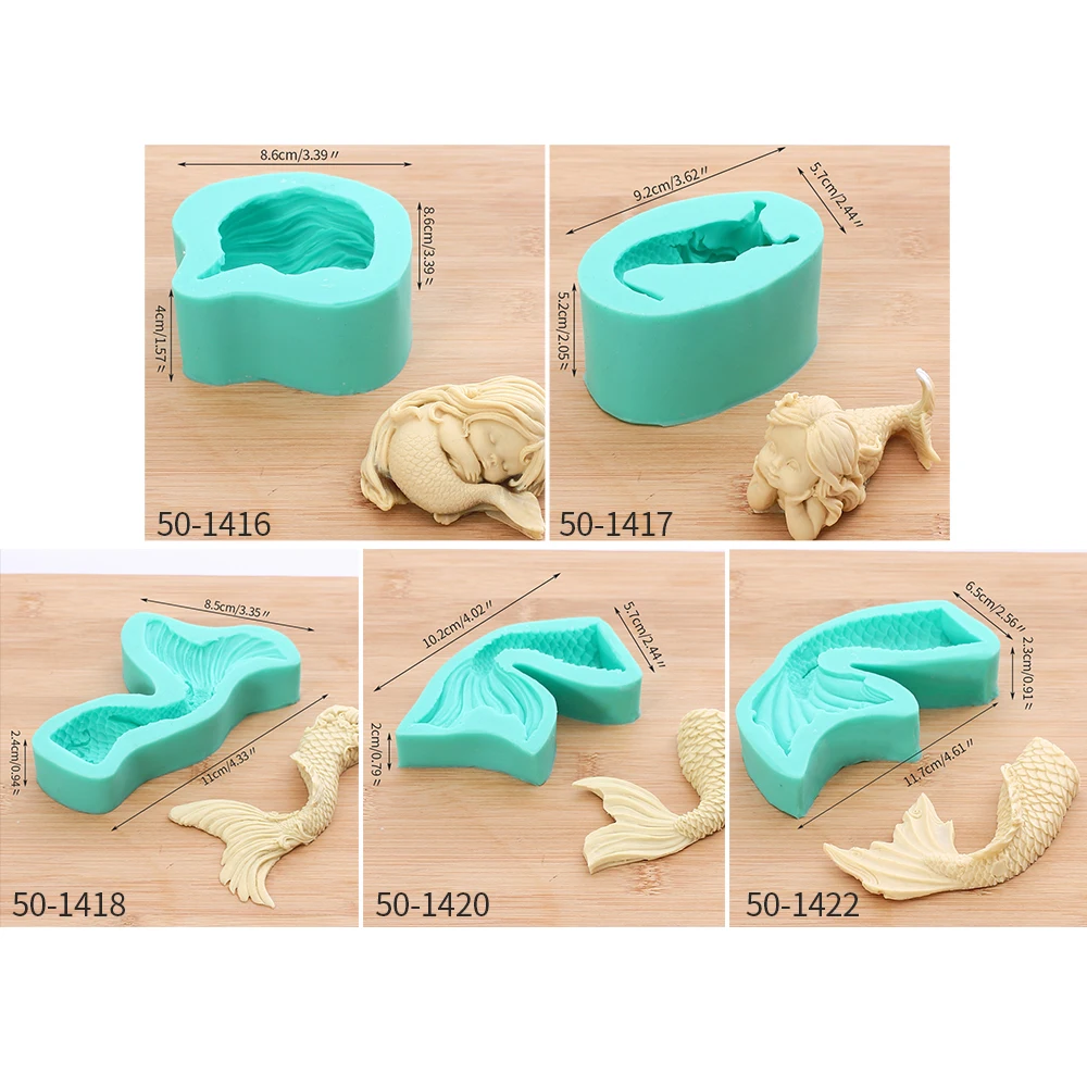 
Mermaid Silicone Molds 3D Fish Tail Cakes Decorating Tools Sugarcraft Chocolate Candy Cupcake Baking Tools DIY Moulds 