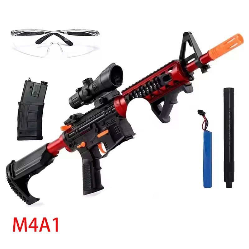 Электрический игрушечный пистолет M4A1 разбрызгивающий бластер 7-8 мм